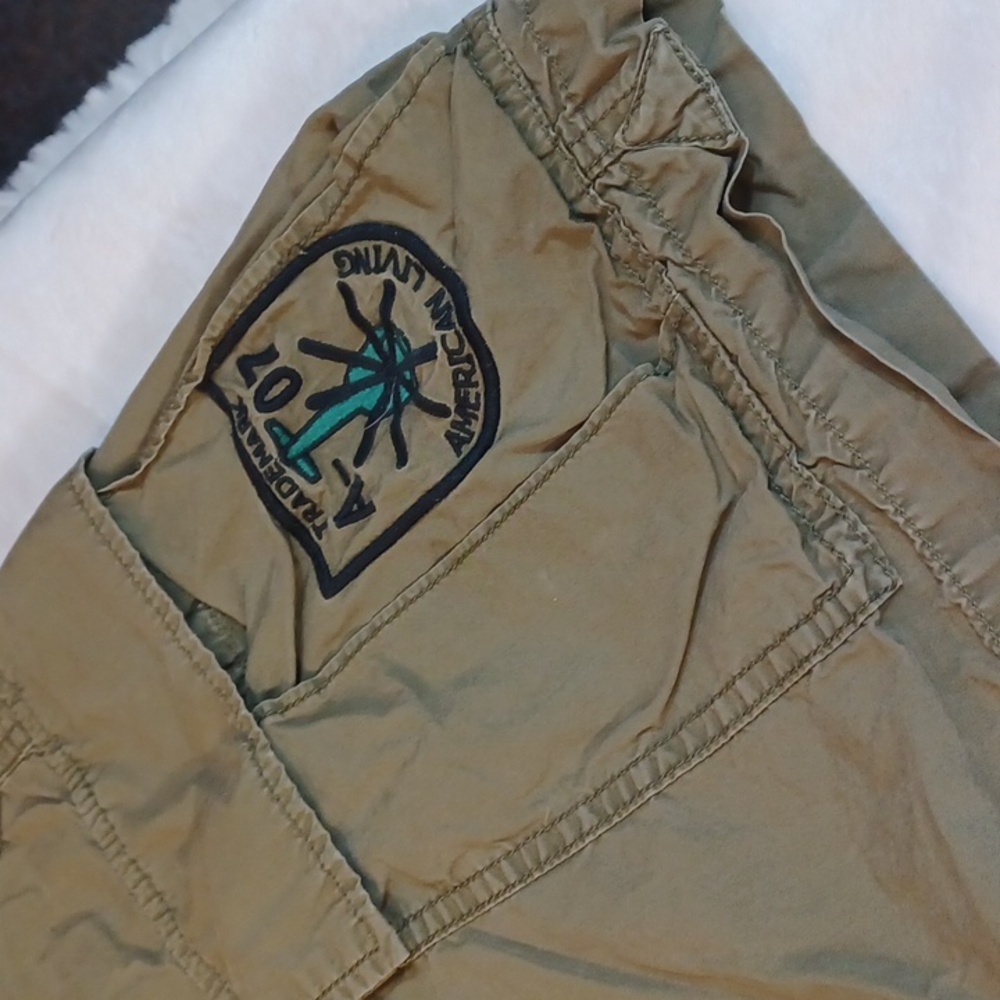 american living mens cargo shorts olive military patchstreetwear  cotton size 32 - Picture 2 of 12